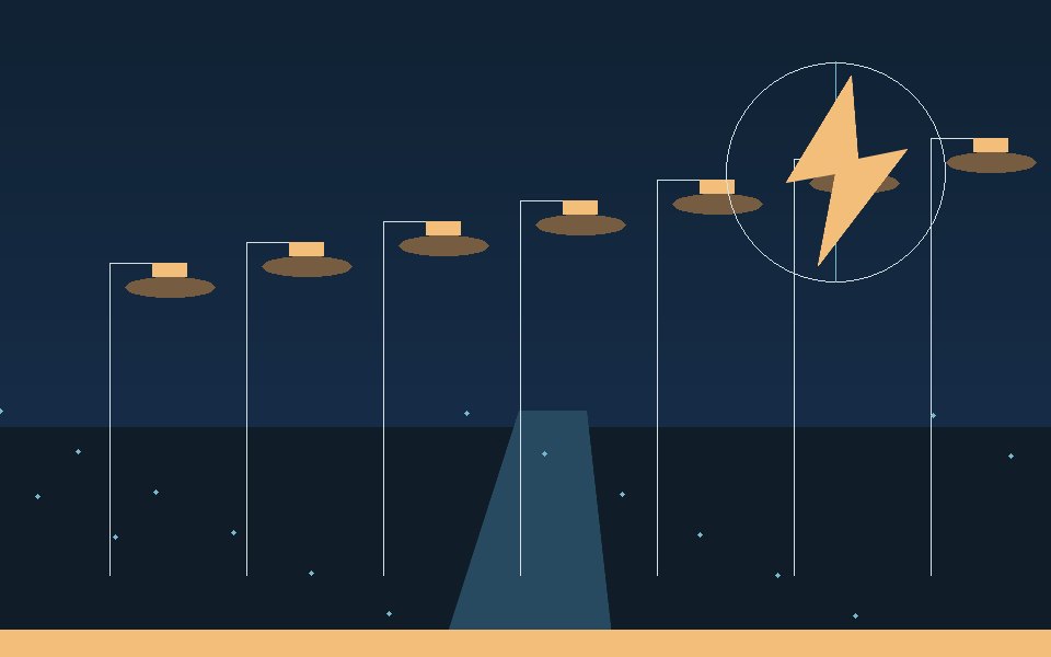 Illustration of controlled outdoor LED lighting and surge protection